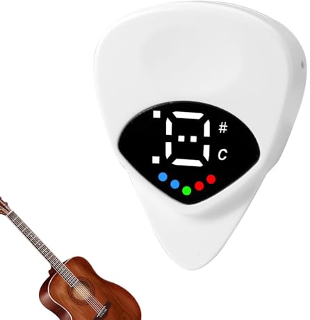 2 in 1 Guitar Pick Tuner, Battery Powered Digital Tuner Guitar Pick with 12 Equal Temperaments & Screen Display Precision String Instrument Tuner for Efficient Tuning Perfect Guitars Gift