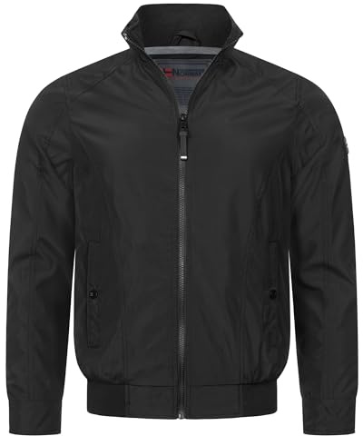 Geographical Norway Herren Übergangsjacke - Leicht, Winddicht, mit Reißverschlusstaschen - Atmungsaktive Outdoorjacke mit Netzfutter Frühlingstage Herbst Jacke Blouson, Farbe:1717-schwarz, Größe:L