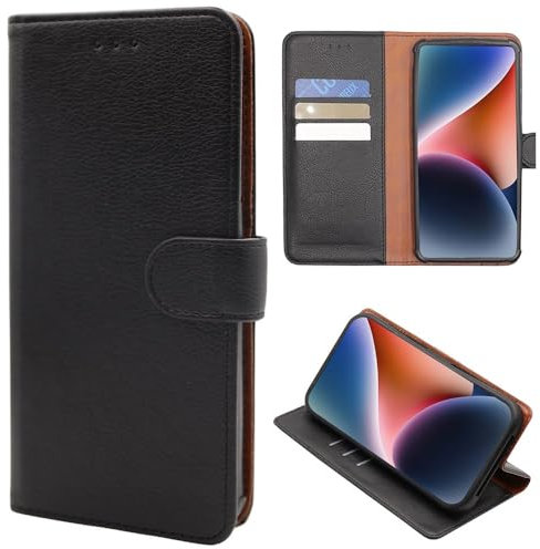 CEKA TECH Coque Compatible avec Tecno Spark 10, Etui à Rabat Housse en Cuir PU avec Fermoir Magnétique - Noir