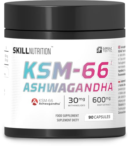 SKILL Nutrition Ashwagandha KSM-66 | 90 Kapseln | Hohe Bioverfügbarkeit | Adaptogen zur Unterstützung von Stressresistenz, Regeneration & Wohlbefinden | Nahrungsergänzungsmittel