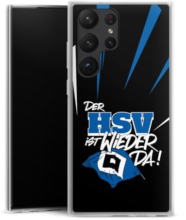 Silikon Hülle kompatibel mit Samsung Galaxy S 23 Ultra Case transparent Handyhülle Hamburger SV Aufstieg HSV