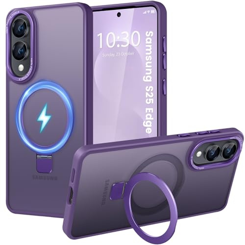 HuwaiH für Samsung Galaxy S25 Edge Hülle mit Magnet Ständer, Dunkel Lila | Militärnorm Sturzschutz, Kratzfeste Anti-Fingerabdruck Schutzhülle, für Samsung S25 Edge hülle 6,7