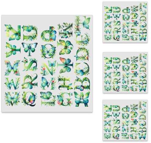 104 Piece Green Butterfly 2 Inch Iron On Heat Transfer Letters Alphabets Fabric Vinyl DIY for Sport Jerseys T Shirts Clothes Slogan Printing Crafts Decoration