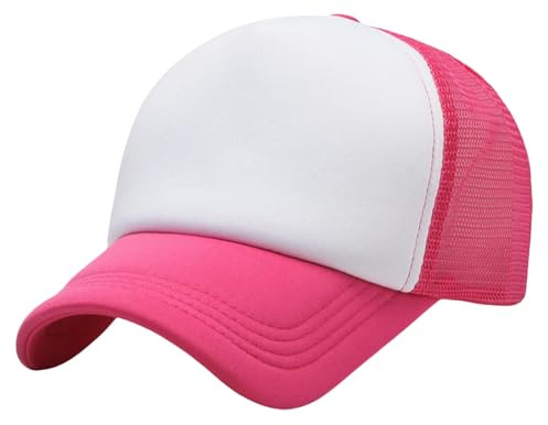 SZKCXBDB Cappello New Era da Camionista, Cappellino Baseball, 5 Pannelli E Retro in Rete, Berretto Baseball Regolabile, Copricapo, Unisex-Rosa Bianco