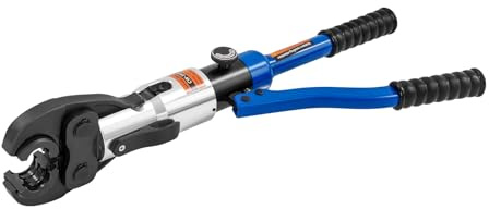 YUNRUX Hydraulische Crimpzange 10T Hydraulik Rohrpresszange 360°Kopf Quetschzange Presszange Handpressezange Radialpresse Kabelschuhe Zange mit 4 Crimpeinsätzen TH16/20/26/32mm Blau