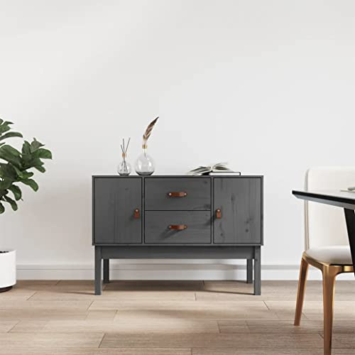 YuuSsea Sideboard Grau 110x40x78 cm, Massivholz Kiefer, mit 2 Schubladen und 2 Türen, Stauraum für Wohnzimmer, Flur, Küche, Landhausstil, vielseitiger Buffet-Schrank