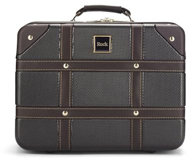 Rock Vintage Vanity Hartschalenkoffer – Handgepäck zugelassen, abnehmbarer Schulter- und Koffergriff, abschließbare Reißverschlüsse, 29,5 x 37 x 19 cm, 1,3 kg, Schwarz , 29.5 x 37 x 19cm, altmodisch