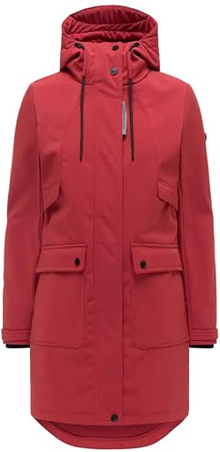 Navahoo Damen lange wasserdichte Übergangsjacke Softshellmantel mit Kapuze und großen Taschen Morgennebel 14 XS-3XL