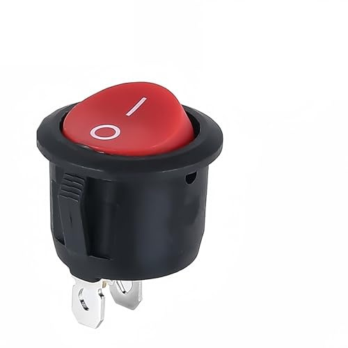 5 pièces 20mm de diamètre interrupteurs à bascule ronds rond noir blanc rouge 2 broches interrupteur à bascule marche-arrêt KCD1-105(2PIN red)