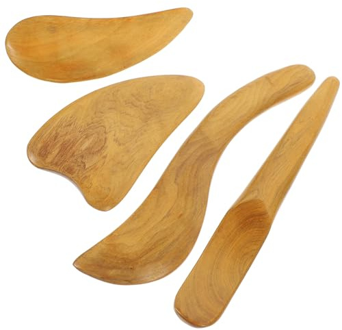 YOSADIER 4 Stück Holz Gesichtsmassagegerät mit Abgerundeter Form für Sanfte Hautmassage und Glättende Wirkung für Frauen zu Jubiläen und Neujahr