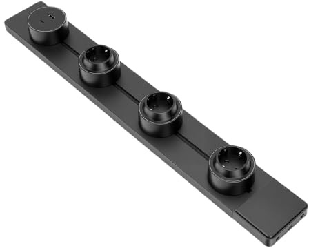 Generic Stromschiene-Steckdose, 60 cm, Robuste Stromschiene aus Aluminium und Edelstahl mit 3 AC-Steckdosen für Küchen- und Büroanwendungen