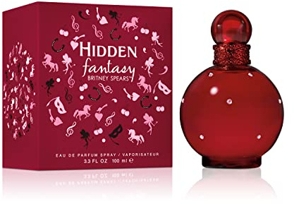 Britney Spears Hidden Fantasy 100 ml, Eau de Parfum para Mujer | Fragancia Floral Ámbar, Notas de Naranja Dulce, Lirio Stargazer y Ámbar, Frasco Rojo Intenso