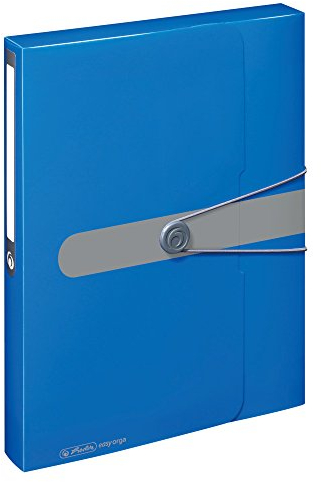 Herlitz Sammelbox A4 PP mit Rückenetikett, 1 Stück mit Design-Aufdruck, Rückenbreite 4 cm, opak blau