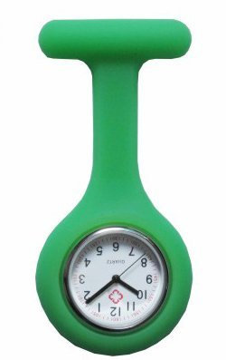 Boolavard TM Orologio da infermiere in silicone con spilla - orologio tascabile VERDE