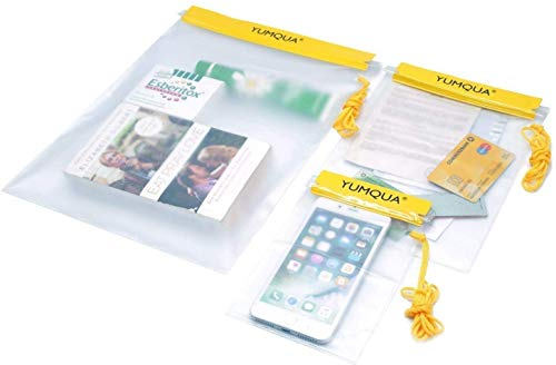 YUMQUA Transparente wasserdichte Taschen, wasserdichte Hüllen für Kamera, Handy, Karten, Kajak, Militär, Bootfahren, Dokumentenhalter – 3-teiliges Set