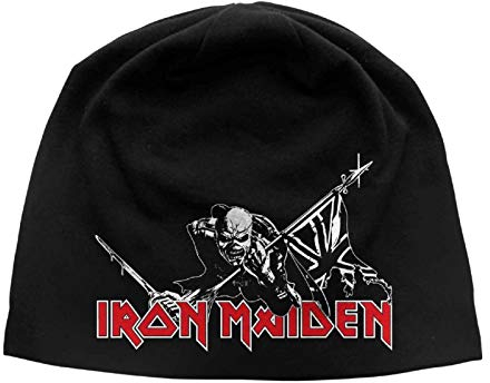 Iron Maiden Mütze Beanie Cap The Trooper Classic Logo offiziell Schwarz Jersey One Size