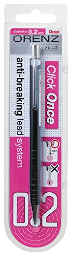 Pentel XPP502-AX ORENZ Druckbleistift mit innovativer Minenführung, 0,2 mm, auf Blisterkarte, schwarz 0.2mm, 1 Stück (1er Pack)