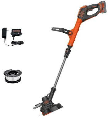 BLACK+DECKER 20V* MAX String Trimmer and Edger, EASYFEED Weed Wacker, 12 Inch Cutting Width, 2 Speed Control Weed Eater, (1) Battery and Charger Included (LSTE523)