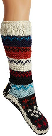 Tibetan Socks Handgestrickte Wollhaussocken mit rutschfesten Sohlen für Männer und Frauen