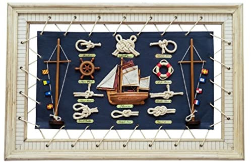 linoows Knotentafel auf blauem Segeltuch, Segelschiff & Seemannsknoten