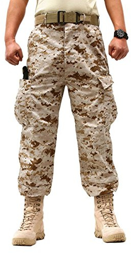 ZLSLZ Men's Military Tactical Casual Camouflage Multi-Pocket BDU Cargo Pants Trousers (M, Desert Camo)