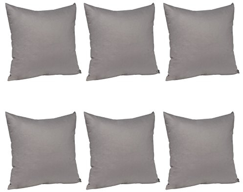 WOLTU® 6X Kissenbezug Kissenhülle 100% Baumwolle mit Reissverschluss, 6er Set Sofakissen Dekokissen Kopfkissen Hülle Bezüge Bezug, 45x45 cm, Dunkel Grau