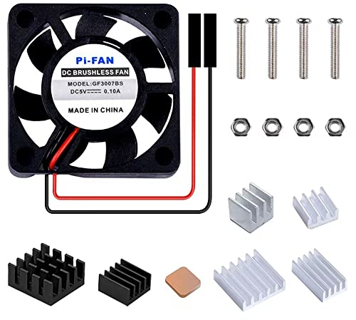 GeeekPi Raspberry Pi 4 Quiet 30x30x7mm 3007 Fan DC 5V 3.3V Brushless CPU Cooling Fan with Heatsink for Pi 4B/3B+/3B & Zero/Zero W & NESPI CASE Plus (1-Pack)