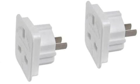 Travel Plug Adapter [Pack of 2] - From UK Plug to 2 pin (Flat) Plug - Works in Mexico - AAA Products