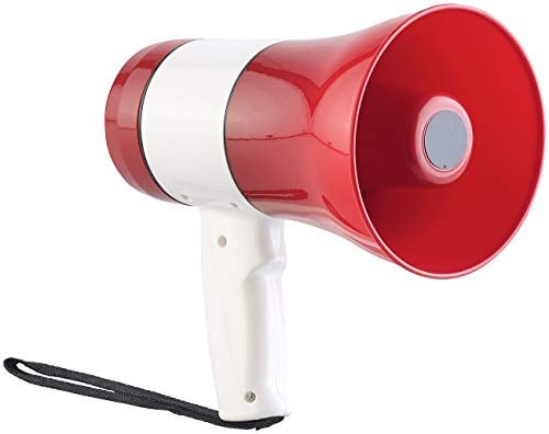 infactory Sprachverstärker: Akku-MP3-Megafon mit Voice-Recording, Sirene, USB- & SD-Slot, 20 Watt (Megaphon, Megaphone mit Sirene, Sprachrecorder)