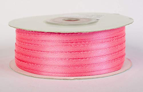 Jajasio Satinband 100 Yard-Rolle, 3mm breit, Auswahl aus 50 Farben/Farbe: 34 - rosapink, Geschenkband, Schleifenband