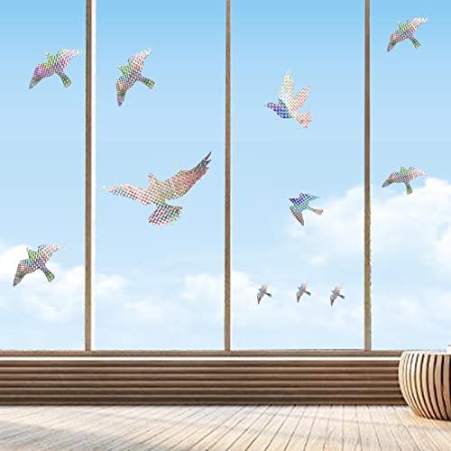 Anti-Kollisions-Fenster-Vogel-Aufkleber, Glastürschutz und Vogelschutz, Reflexion,12 Stück (Klar)