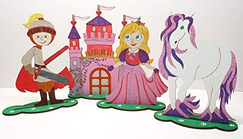 Bastellinchen Ausmal Set 12 - Ritterburg - 4 Teile aus Holz von Tanno Design