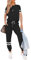 Litthing Damen Trainingsanzug Jogginganzug 2 Stücke Set Kurzarm Top/Hose Freizeitkleidung Sportswear für Running Yoga Gym (Schwarz, L)