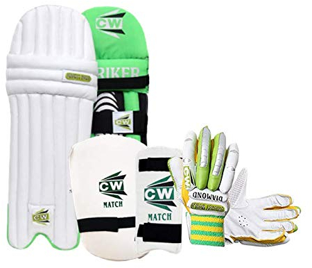 CW MAX Cricket-Set Cricket Schutzausrüstung Cricket Schlagtraining Ausrüstung Ellenbogenschutz Oberschenkelpolster Protektor Hand Handschuhe Schlagsport Cricket Beinschützer