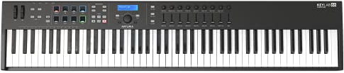 Arturia KeyLab Essential 88 BE Black Edition: USB/MIDI Keyboard, 88 Keys, 8 RGB Pads, 9 Faders, 9 Encoder, DAW Command Center mit RGB-Beleuchtung, Ableton Live Lite, UVI Model D