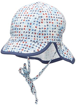 Sterntaler Jungen Schirmmütze mit Nackenschutz zum Binden Flash Sonnenhut, Weiss, 45