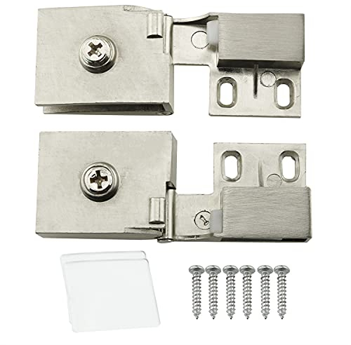 HJGarden 1 paire de charnières de porte en verre pour armoire à vin, vitrine à vin encastrée sur le côté en nickel brossé