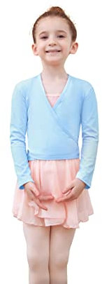 Tancefair Cache-Cœur de Danse Veste de Ballet Coton Ballet Cardigan croisé en Longue Manche Haut Cache-Cœur de ballet pour Enfants Filles Femmes