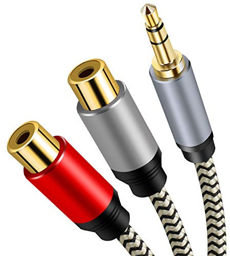 Cavo Audio RCA Jack 0.5M, Cavo Adattatore Jack RCA da 3.5mm Maschio a 2 RCA Femmina Splitter Y Jack Stereo RCA per, Home Theater, Smartphone, Subwoofer ecc (0.5M)
