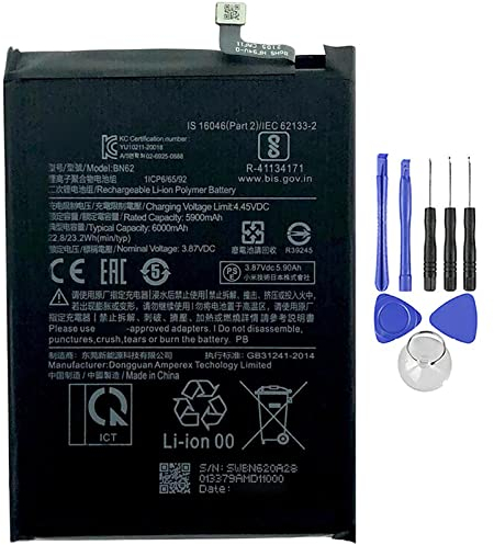 Ellenne Batterie compatible avec XIAOMI REDMI POCO M3 POCOPHONE BN62 6000 mAh haute capacité avec kit de démontage inclus