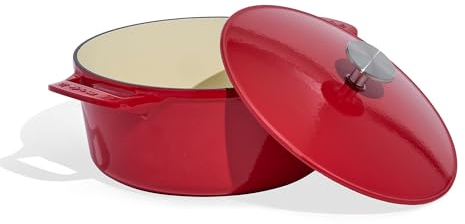Made In Cookware - Cocotte 5,2 L - Rouge - Fonte émaillée - Rétention de chaleur et durabilité exceptionnelles - Batterie de cuisine professionnelle - Fabriqué en France - Compatible induction