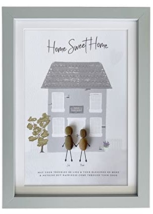 Personalised Pebble Stone Art. Framed picture for housewarming new home