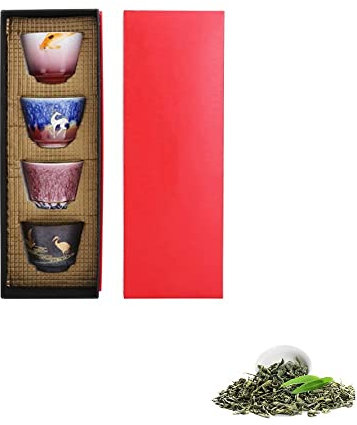 Juego de 4 Tazas de Té de Cerámica, Taza de Té Chino de Cerámica, Juego de Té de Kung Fu, Tazas de Té de Porcelana Asiática, Tazas de Té de Estilo Japonés, Tazas de Té de Cerámica, Tazas de Sake para