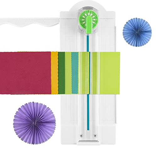 Papierschneider 12 Zoll Papierschneider Scrapbooking Werkzeug mit automatischer Sicherheitssicherung und Seitenlineal 12 Formen in 1 Kartonschneider für A4, Bastelpapier, Etikett, Foto und Karton