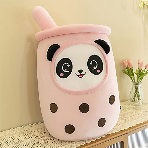 SWECOMZE Panda Bubble Tea Stofftier Plüschtier, Plüschkissen Tier Teetasse Kissen süße Weiche Kuscheltier Plüsch Spielzeug (rosa,23cm)