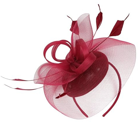 ABOOFAN Fascinator Hut für Damen, Teeparty, Stirnband, Kopfbedeckung, Schwarz, dunkelrot, Einheitsgröße