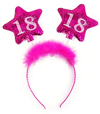 Libetui Haarreif 18. Geburtstag Mädchen Stirnband Pink Deko Geschenk 18 Geburtstag Krone Party Stern Glitzer