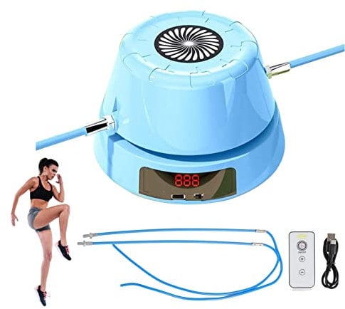 RUNOLIG Jump Rope, Automatic Skipping Machine 10 Gears, Electric Jump Workout for Kids & Adults, Intelligent Counting Rope Remote Control, Blue