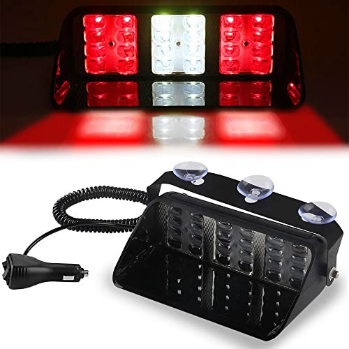 KaiDengZhe Voyant D'avertissement D'urgence à LED, 24 LED Pare-brise Avertissement de Danger Lumière Stroboscopique de La Loi Tableau de Bord Pare-brise Lumière(Rouge & Blanc & Rouge)