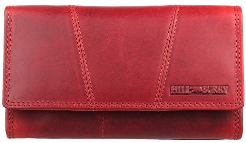 Hill Burry Damen Geldbörse Portemonnaie echt naturgegerbt Leder | Reißverschluss | praktisches Kleingeldfach | Brieftasche | Geldbeutel | Wallet | RFID Schutz Green